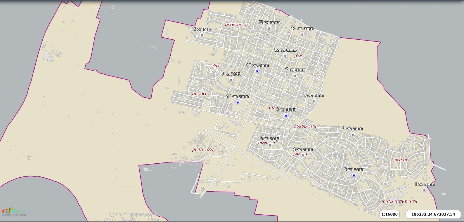מפת העיר רמת השרון לתחנות חלוקה בשעת חירום